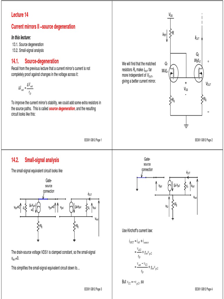 Current Mirrors II - Source Degeneration: in This Lecture | PDF ...