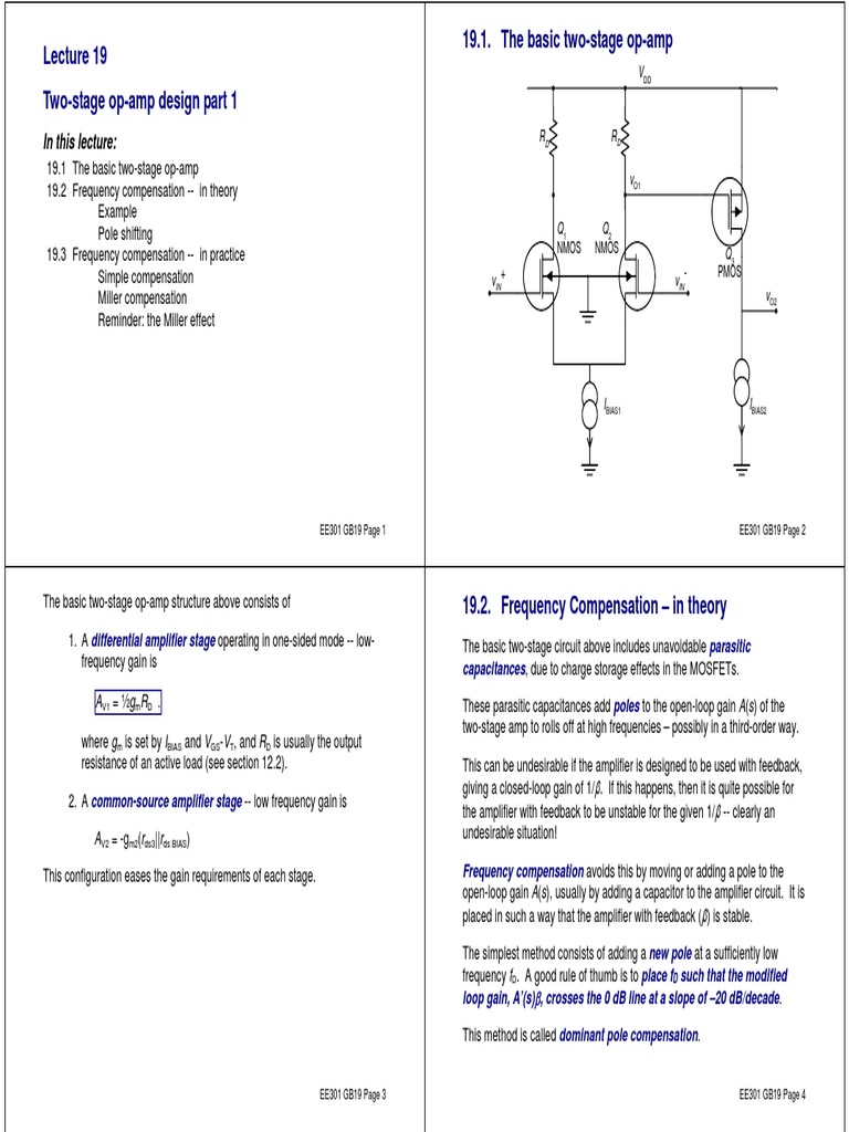EE309 Notes 19 PDF PDF Operational Amplifier Amplifier