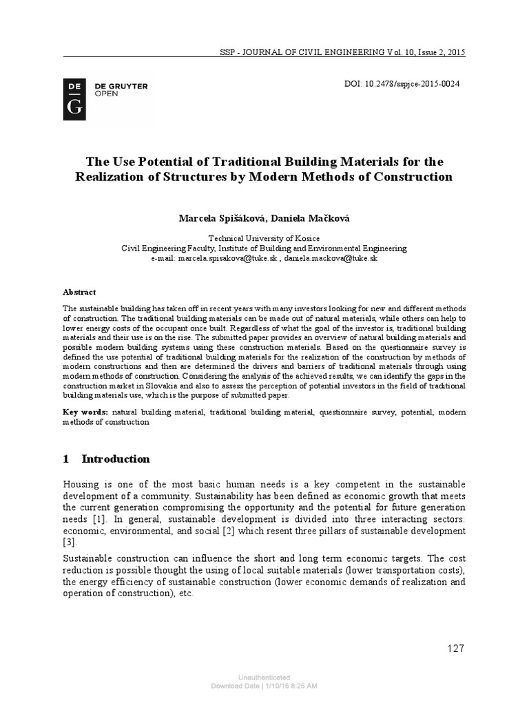 The Use Potential of Traditional Building Material | PDF ...