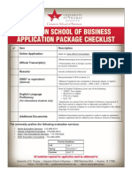Cameron School of Business Application Package Checklist