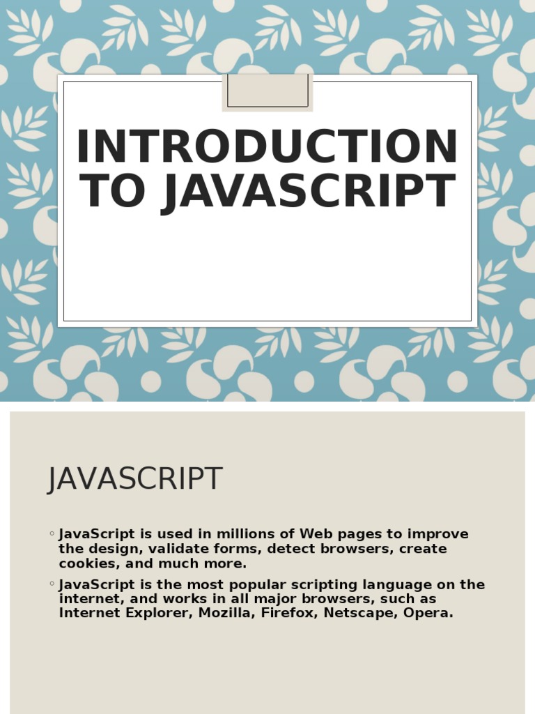 Javascript PPT For School | PDF | Java Script | Computer Engineering