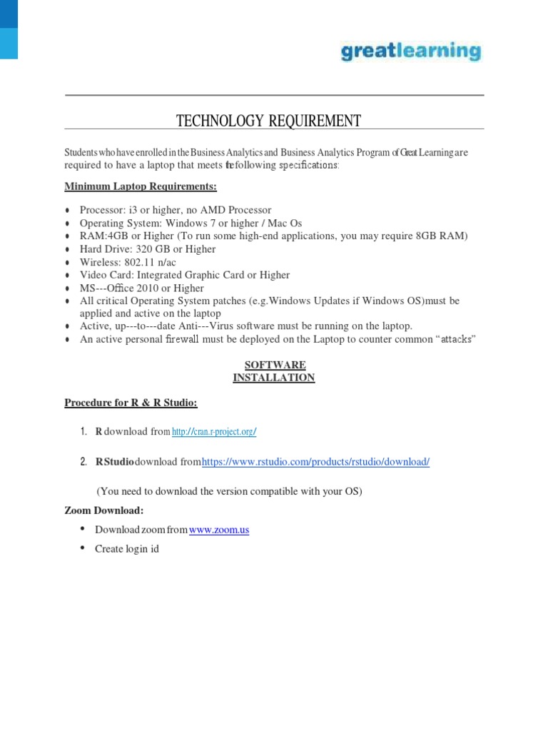 Technology Requirements | PDF | Installation (Computer Programs ...