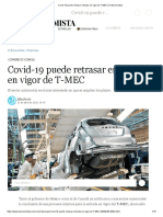 Covid-19 puede retrasar entrada en vigor de T-MEC _ El Economista