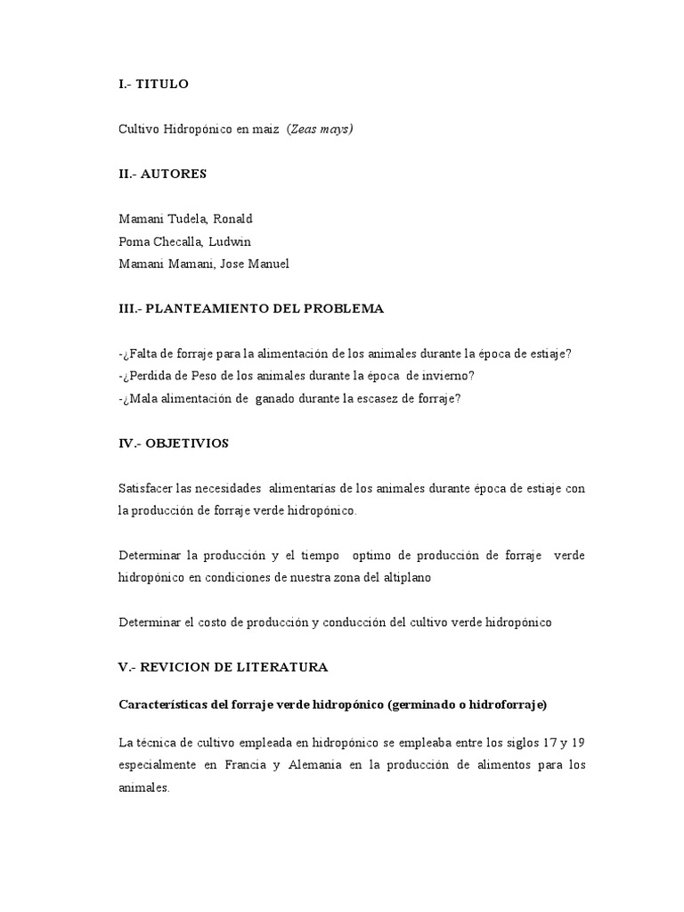 Hidroponico Maiz Pdf