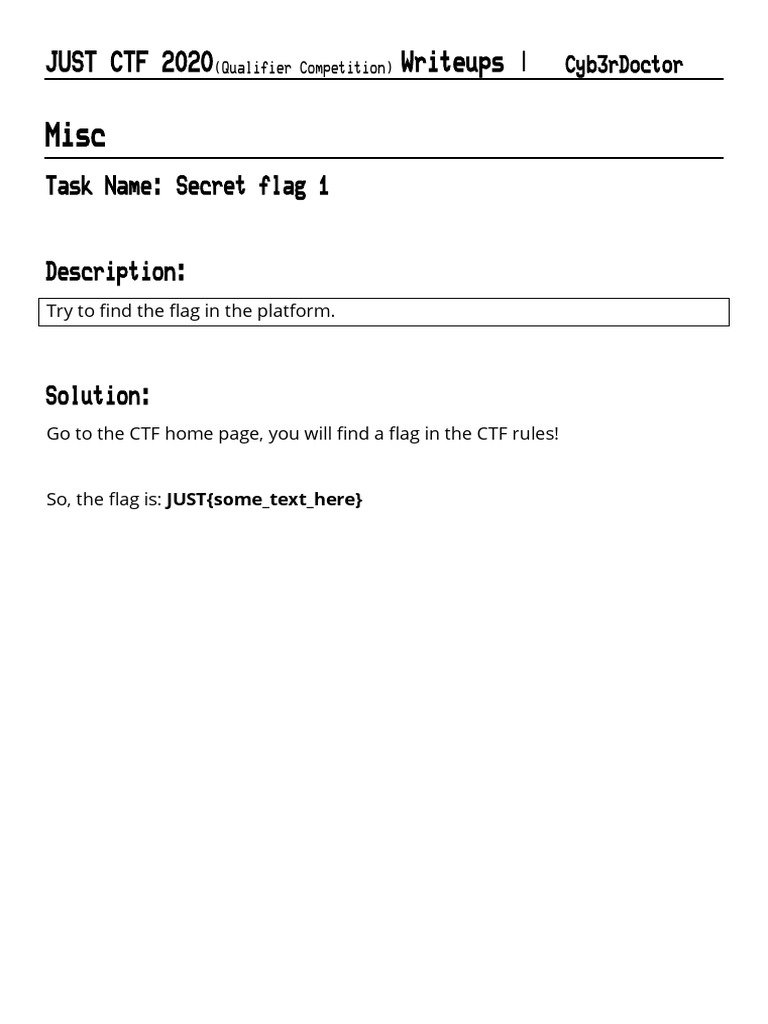 CTF 2020 Misc Writeups and Flags | PDF