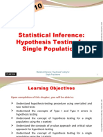 Cha Pter 10: Statistical Inference: Hypothesis Testing For Single Populations