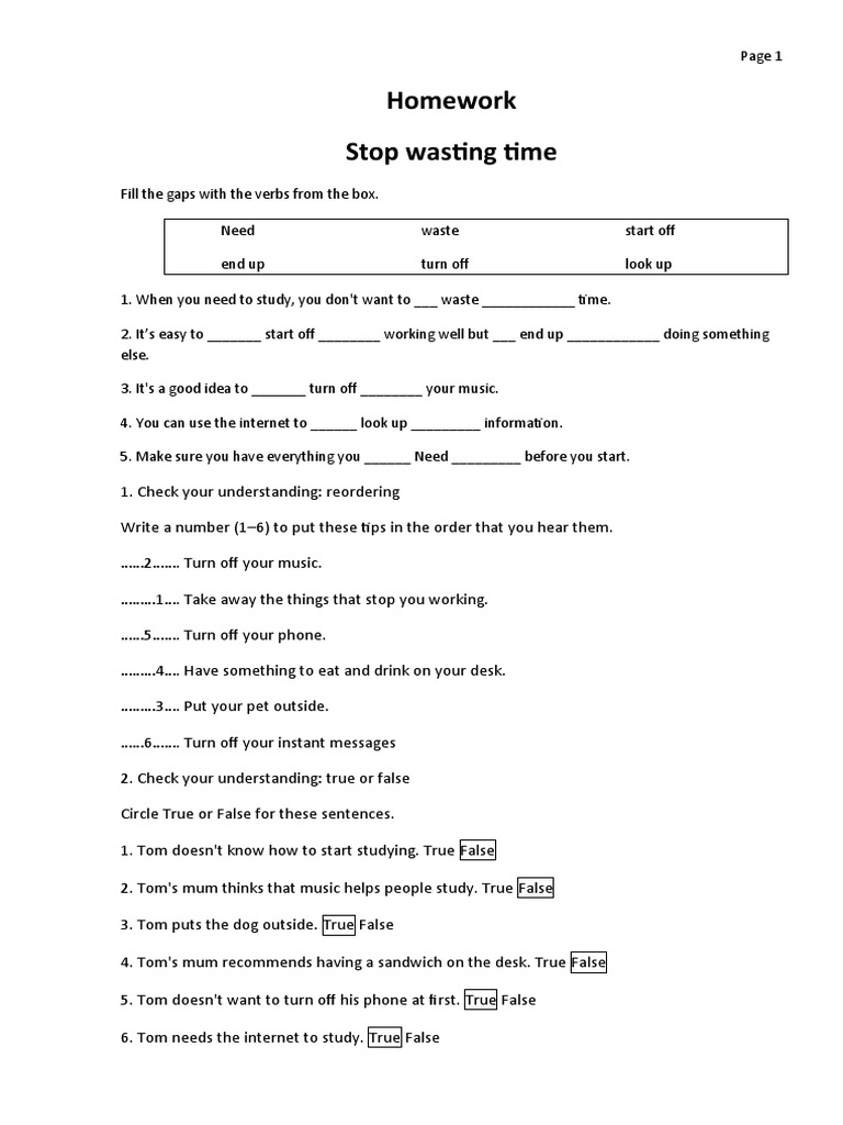 Homework Stop Wasting Time | PDF