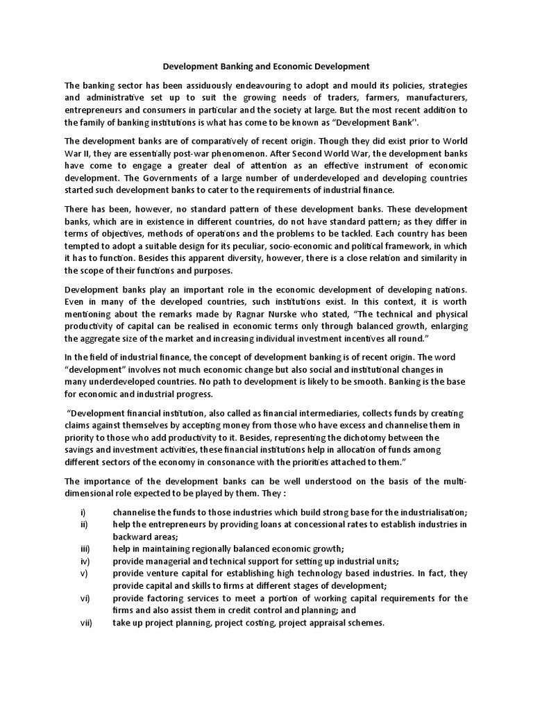 Role of Development Banks in Growth | PDF | Banks | Economies