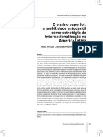 O Ensino Superior A Mobilidade Estudantil Como Estratégia de Internacionalização Na América Latina PDF