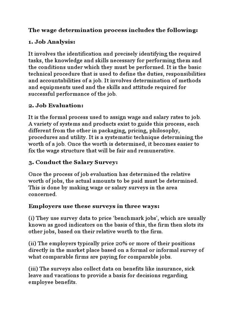 The Wage Determination Process Includes The Following PDF Salary