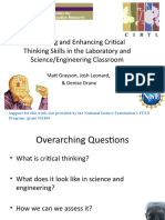 Assessing and Enhancing Critical Thinking Skills in The Laboratory and Science/Engineering Classroom