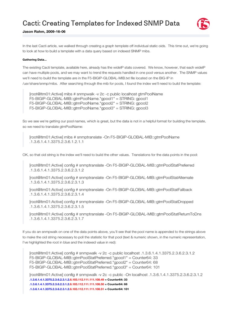 Cacti Creating Templates For Indexed SNMP Data | PDF | String (Computer ...