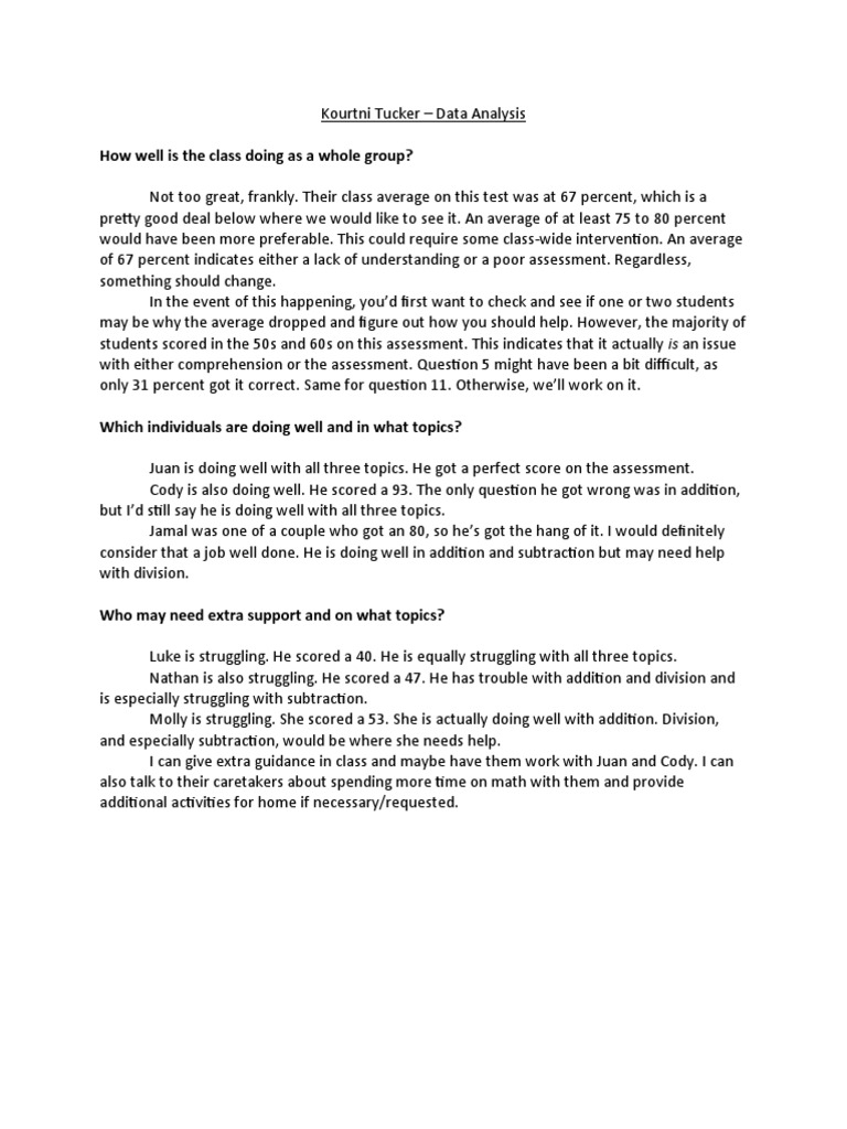 Class Performance Analysis and Support Needs | PDF