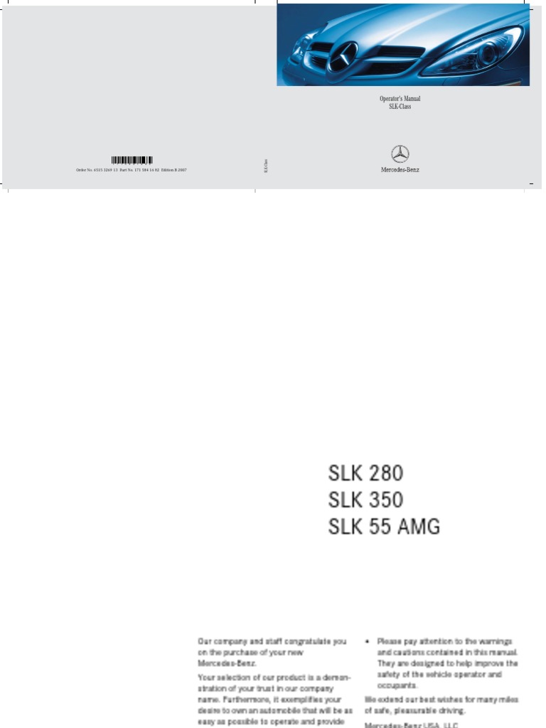 2007 SLK Class PDF | PDF | National Highway Traffic Safety ...