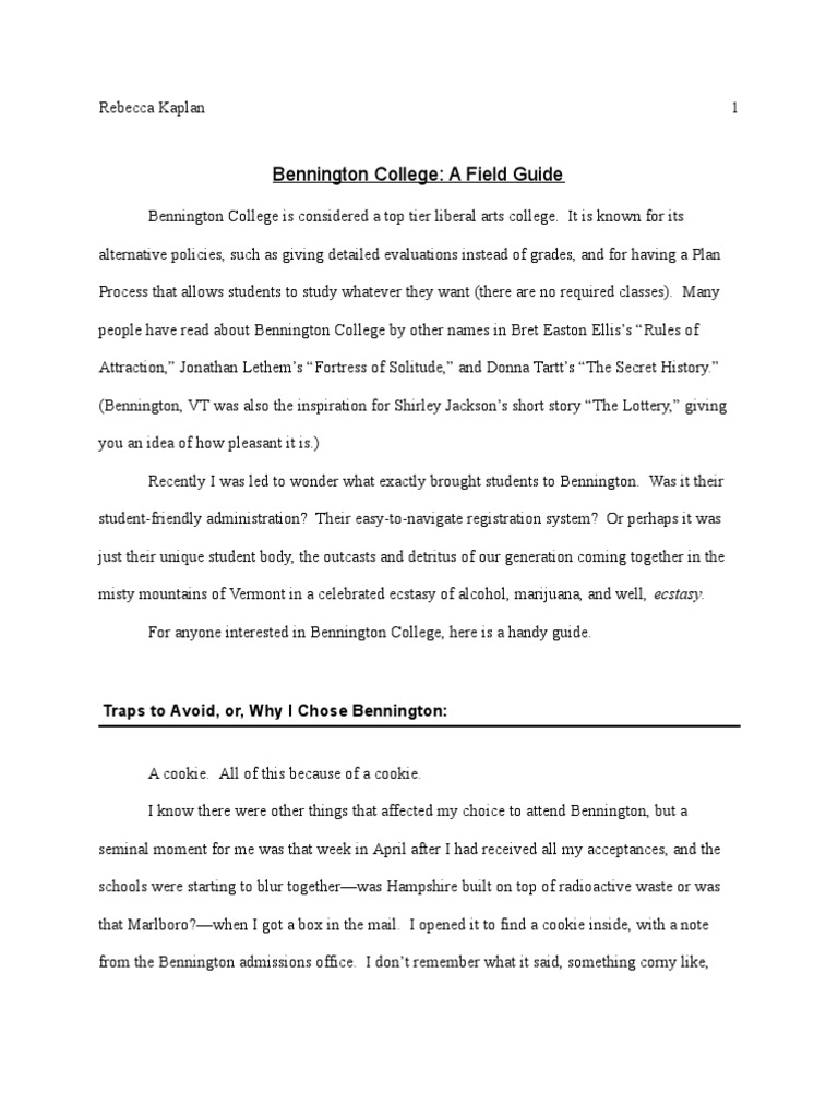 Bennington College: A Field Guide | PDF | Race And Ethnicity In The ...