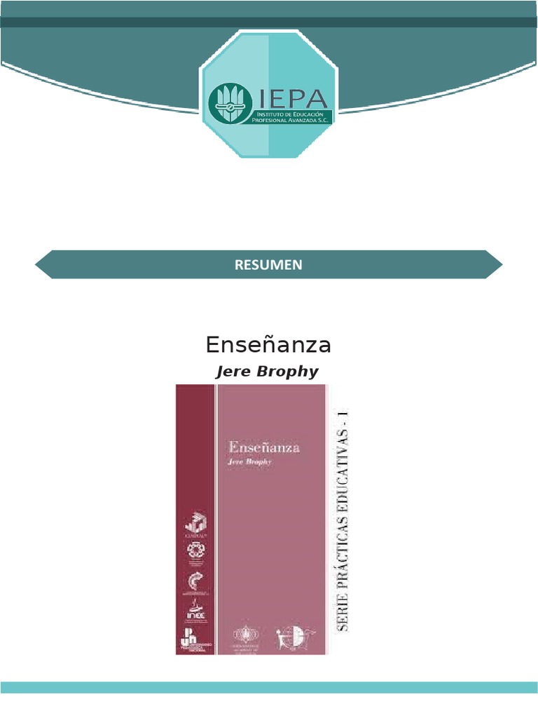 Resumen Enseñanza Jere Brophy | PDF | Aprendizaje | Plan de estudios