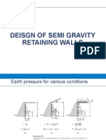 Design of semi gravity retaining walls