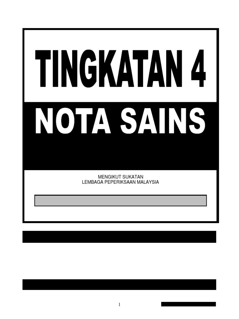 Tingkatan 4 Nota Sains Kssm Bab 1 3 2020 Pdf