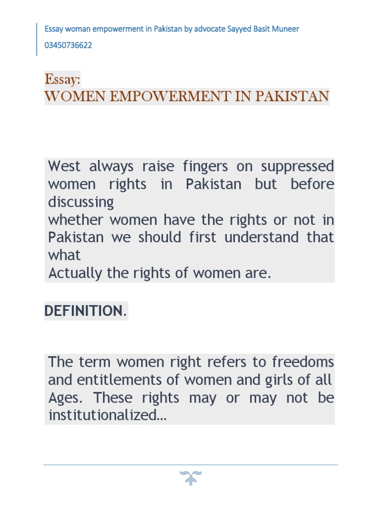 Women Empowerment in Pakistan PDF | PDF | Pakistan | Women's Rights