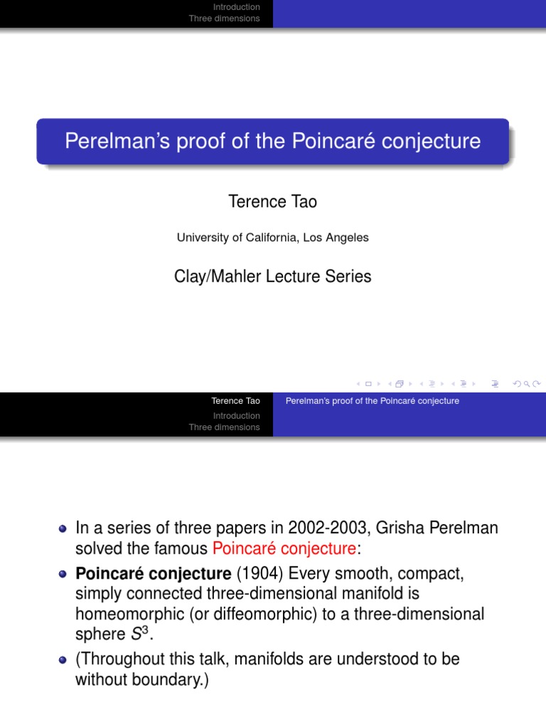 Perelman's Proof of Poincaré Conjecture | PDF | Manifold | Conjecture