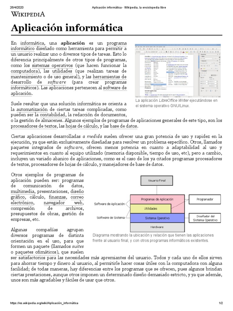 Aplicación Informática - Wikipedia, La Enciclopedia Libre PDF | PDF ...