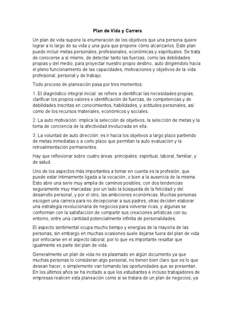 Guía para Crear tu Plan de Vida | PDF | Planificación | Vida
