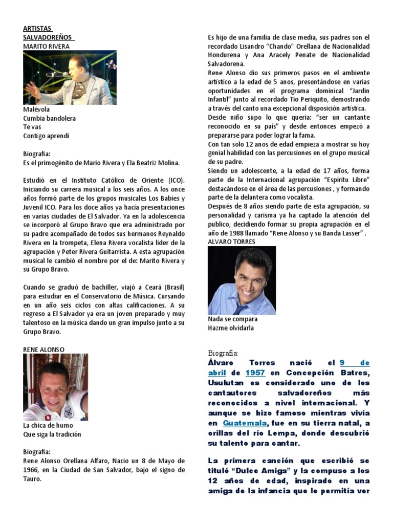 Artistas Salvadorenos Biografia Entretenimiento General artistas salvadorenos biografia