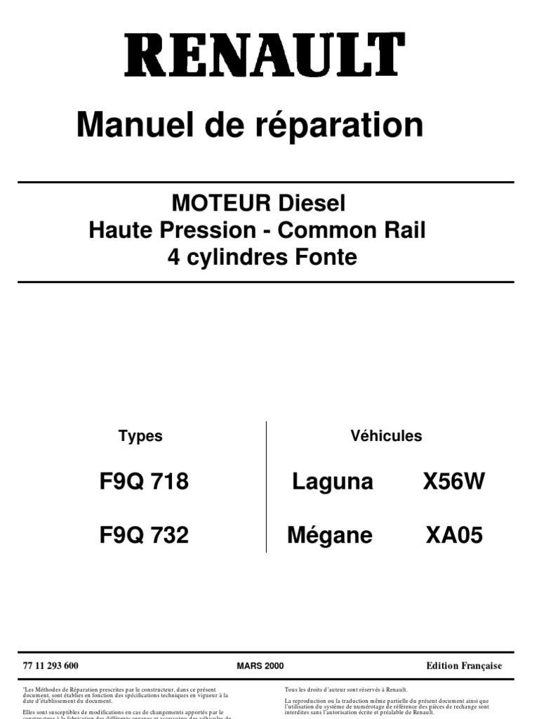 Revue Technique Kangoo 1 9 D Pdf Gratuit 1 - Doc Renault - Moteur F9Q 1,9L Dci | PDF | Piston | Injection (moteur)