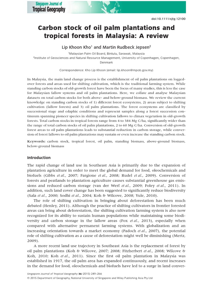2015 Carbon Stok of Oil Palm | PDF | Forests | Biomass