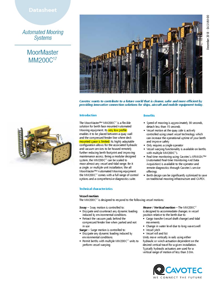 Moormaster Mm200C: Automated Mooring Systems | PDF | Actuator ...