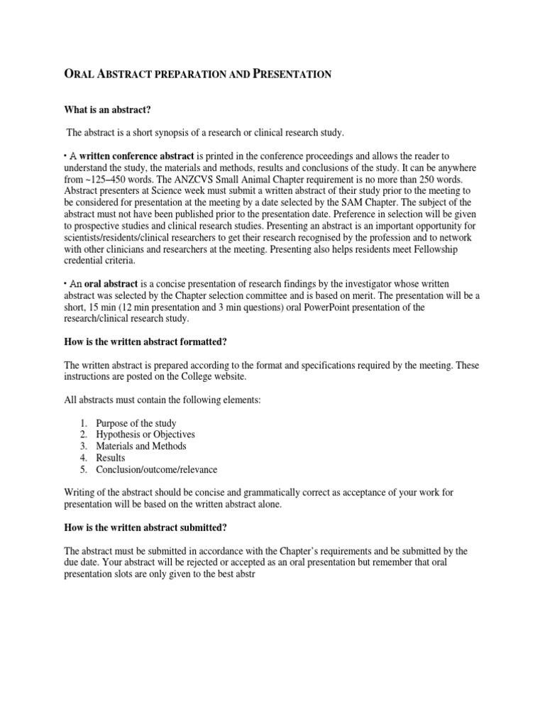 Oral Abstract Preparation Guide | PDF | Abstract (Summary) | Cognitive ...