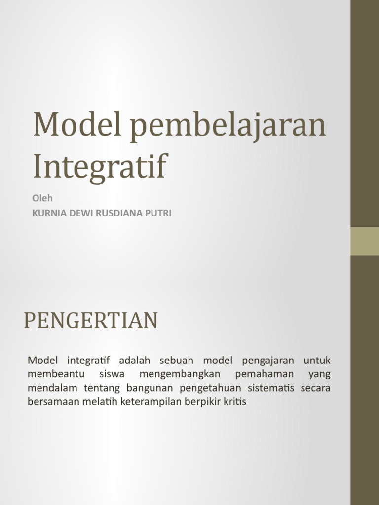 Model Pembelajaran Integratif dan Tujuannya | PDF