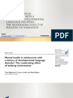 Mental Health in Adolescents With A History of Developmental Language Disorder - The Moderating Effect of Bullying Vict