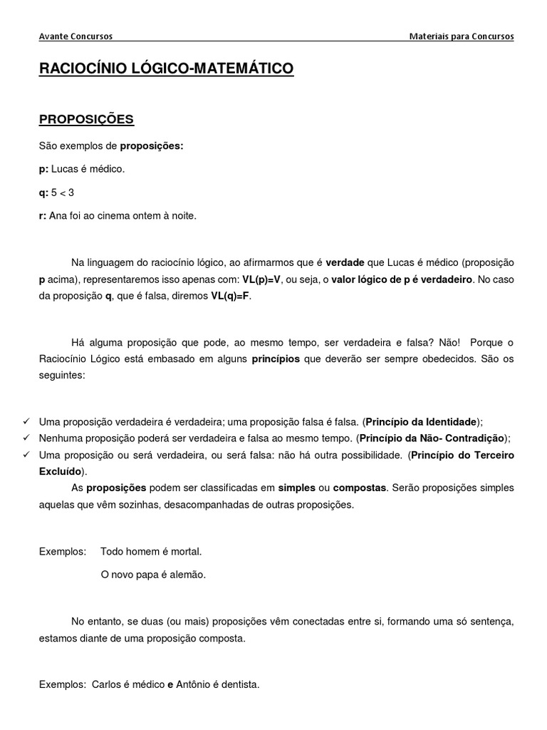 8-Raciocínio Lógico-Matemático PDF | PDF | Verdade | Lógica