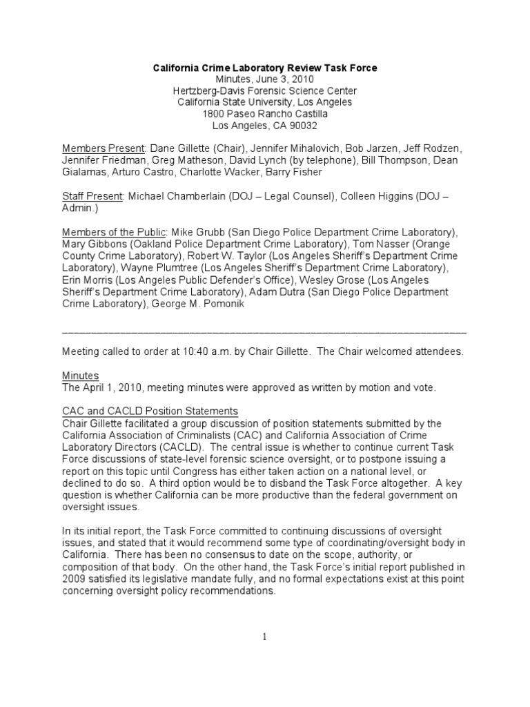 California Forensic Science Oversight Meeting | PDF | Committee ...