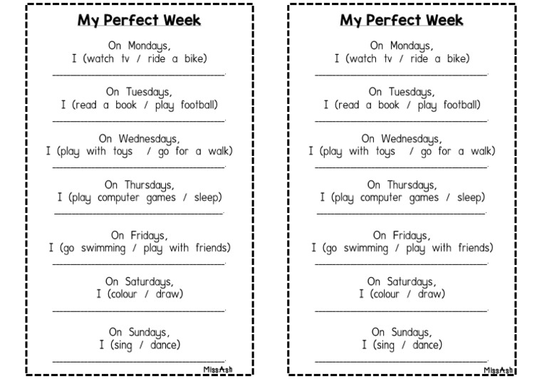 My Perfect Week Activities Template | PDF | Finance & Money Management