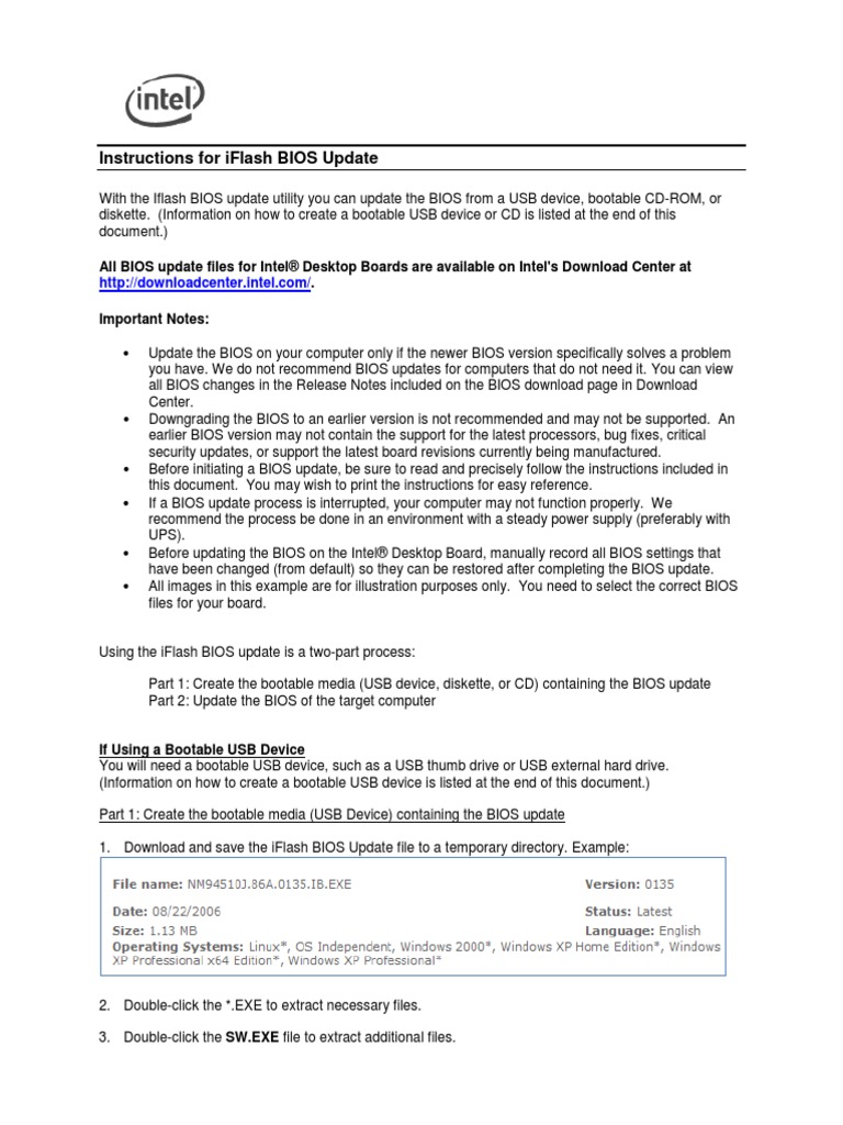 Instructions For Iflash Bios Update PDF