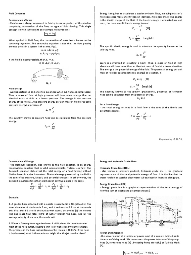 Fluid Mechanics: Mass and Energy Conservation | PDF | Fluid Dynamics ...