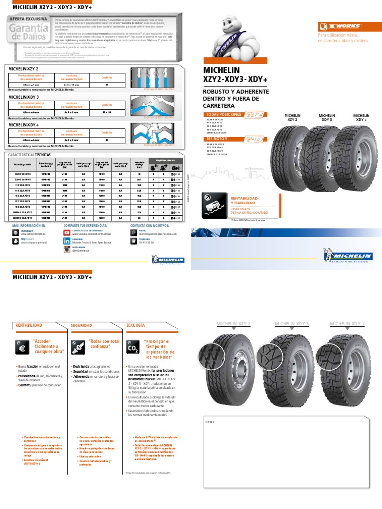 Michelin X Works Xzy2Xdy3Xdy Es PDF PDF Neumático Industria