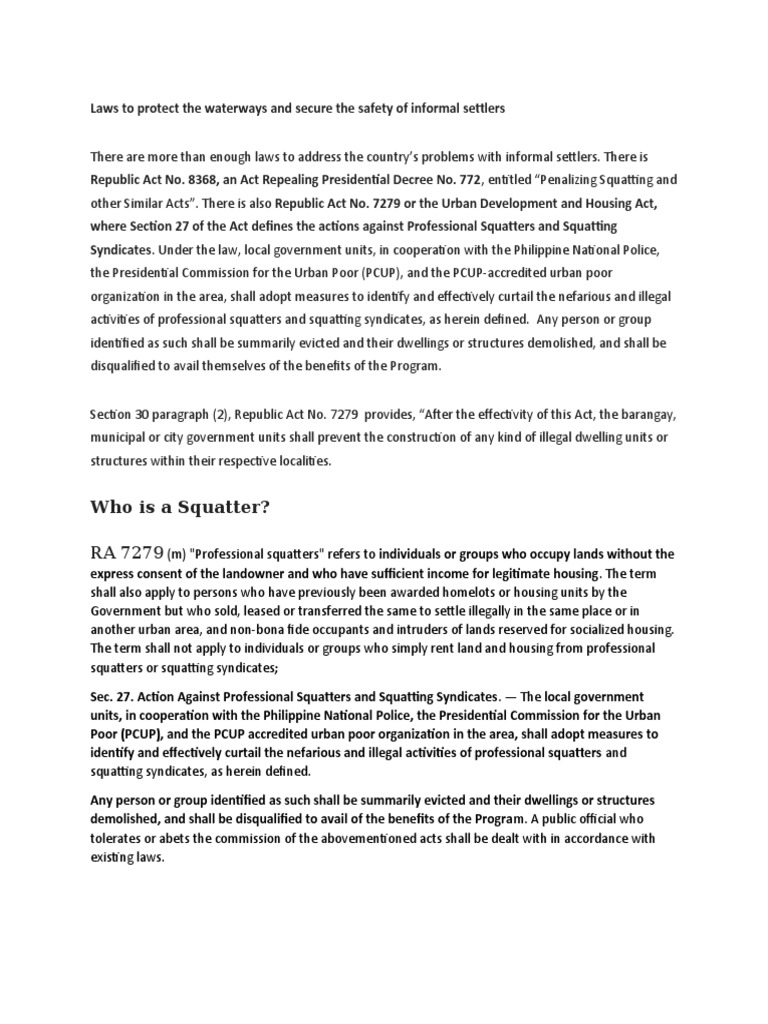 Squatting Laws PDF Squatting Public Law