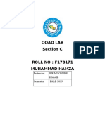 Ooad Lab Section C ROLL NO: F178171 Muhammad Hamza: Instructor Sir Mughees Ismail Semester FALL 2019