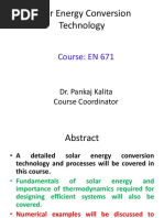 Solar Energy Conversion Technology: Course: EN 671