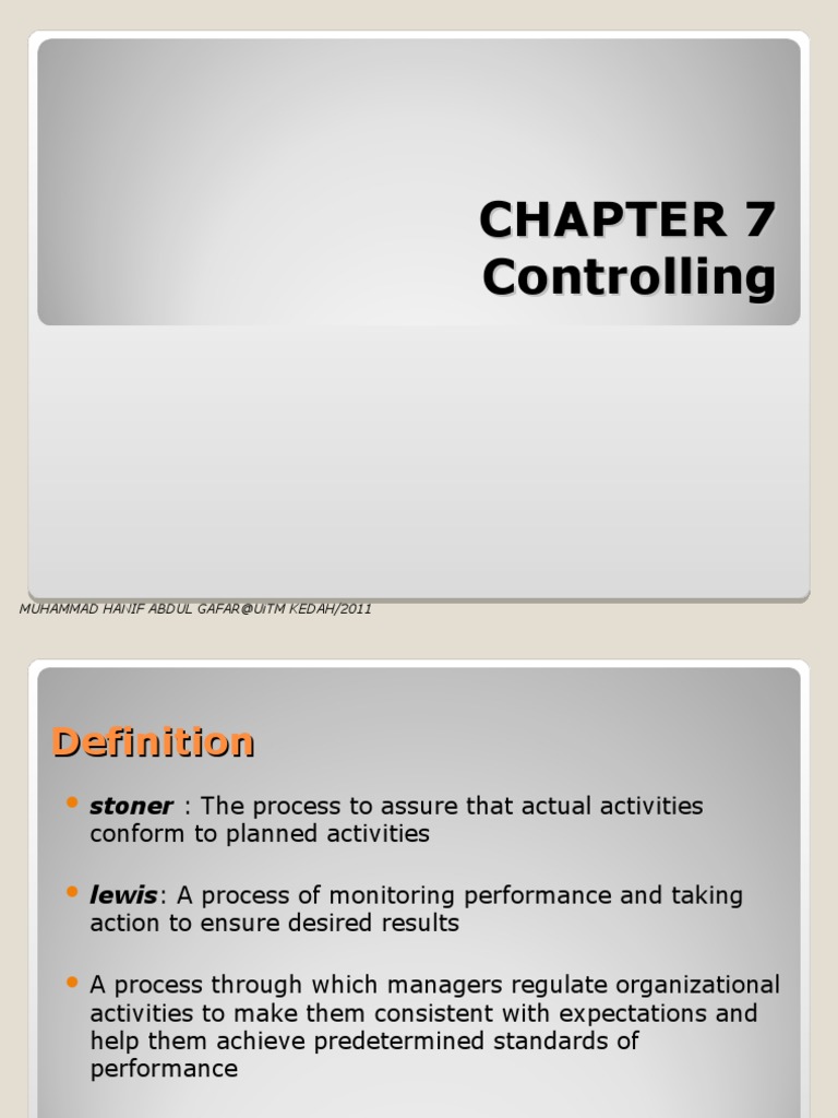 Chapter 7-Controlling | PDF | Control System | System