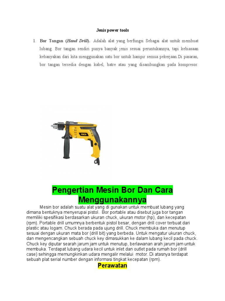 Jenis Power Tools Materi PDF