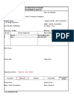Shanmugha Precision Forging Non - Conformance Report: Rejected: Cost: 4211