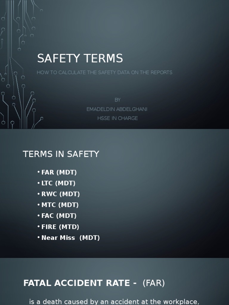 Key Safety Terms and Calculations | PDF