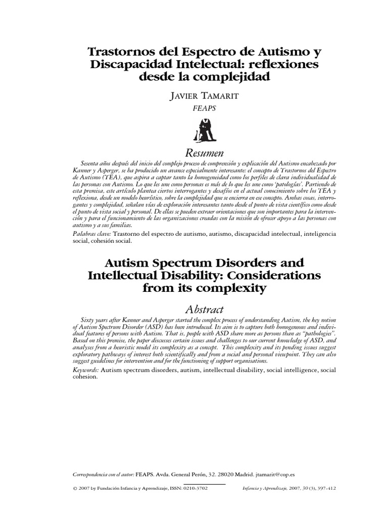 Trastornos Del Espectro de Autismo y Dis | PDF | Espectro autista ...