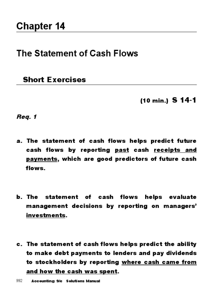 Cash Flow Statement Exercises Guide | PDF | Cash Flow Statement | Book ...