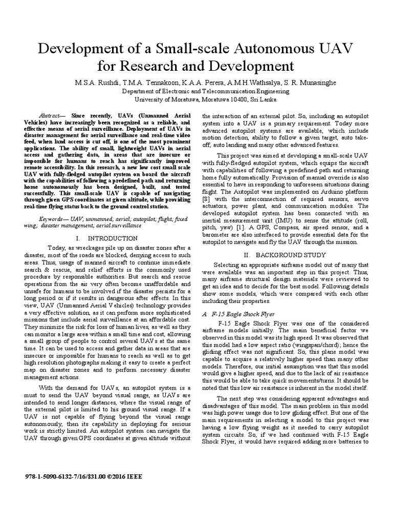 Development of A Small-Scale Autonomous UAV For Research and ...