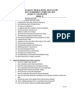 ST - Joseph'S Boys' High School, Bengaluru Revision Worksheet, February-2019 Subject: Geography Grade: Vi